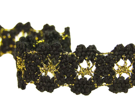 Wstawka 15mm bawełniana czarno_złota