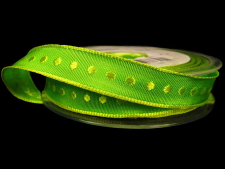Taśma 15mm tkana KROPKA neon zielona
