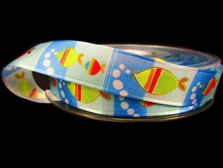 Wstążka 16mm tafta POISSONS niebieska