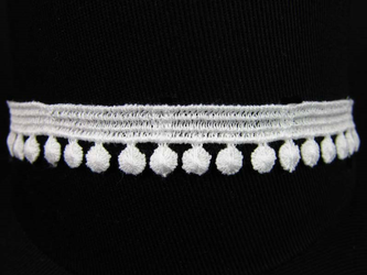 Taśma 1,3cm POMPONIK bawełna biała