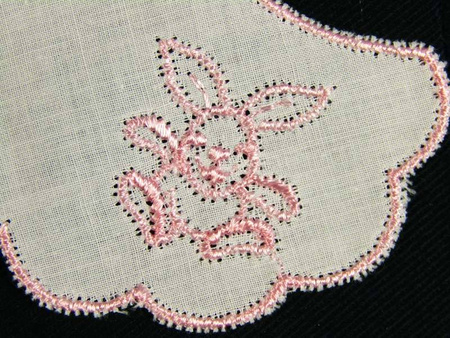 Kołnierzyk BEBE haft ZAJĄCZEK róż