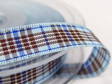 Wstążka 10mm kratka BLACKBERRY błękitna