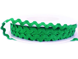 Taśma 7,3mm zygzak bawełna zielona