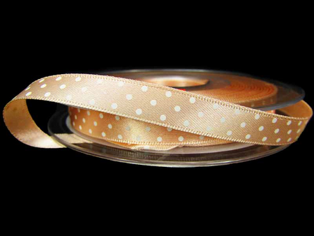 Wstążka 10mm atłas MICRO DOT morela