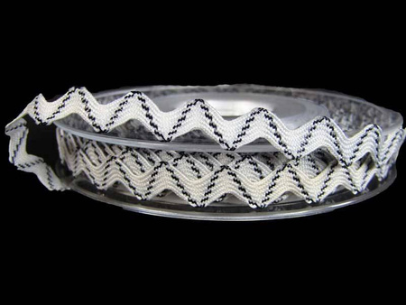 Taśma 10mm zygzak poliester jasny popiel