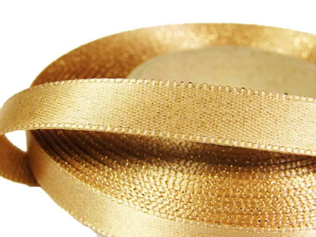 Wstążka 10mm atłas REXOR złoty beż