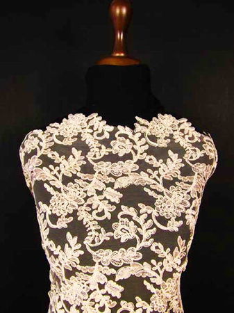 Koronka 140cm tiulowa haft koder jasny beż