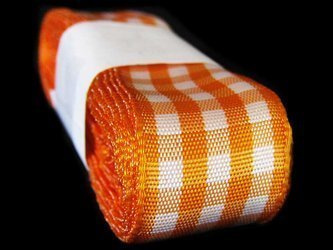 Wstążka 25mm kratka pomarańczowa