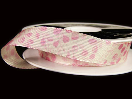 Wstążka 15mm tafta Eucalyptus róż