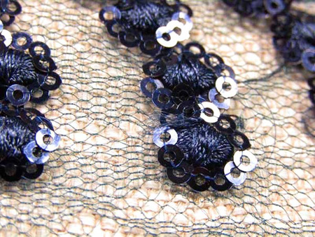 Koronka tiulowa z cekinem granat