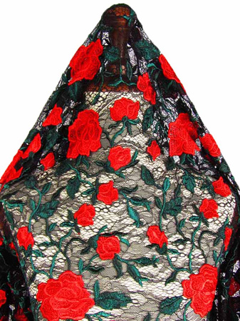 Koronka 140cm tiulowa RÓŻA czerwona