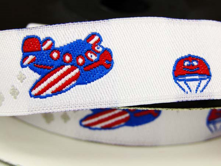 Taśma 16mm żakard SAMOLOT chabrowa