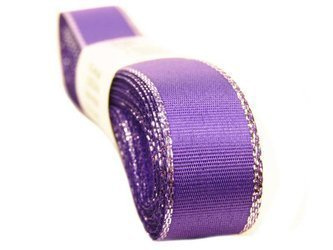 Wstążka 15mm tafta fioletowo-srebrna