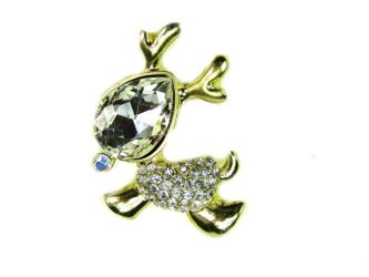 Broszka - renifer z kamieniem