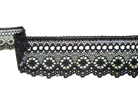Koronka 3,5cm elastyczna BLACK