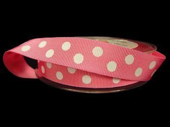 Wstążka 16mm ryps BIG DOTS róż
