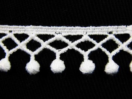 Taśma 1,5cm POMPONIK bawełna biała