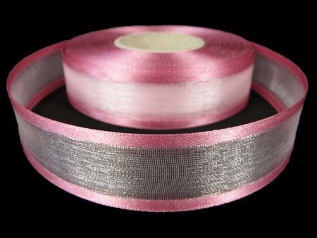 Wstążka 25mm organtyna LAMÓWKA antyczny róż