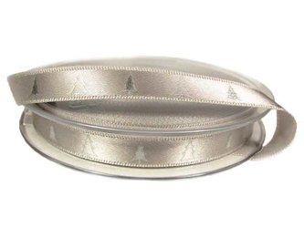 Wstążka 10mm atłas LITTLE FIR TREE popiel