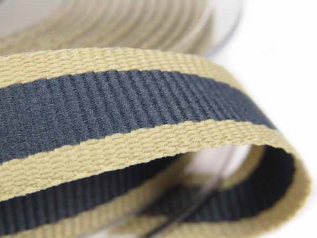 Taśma 15mm ryps OATMEAL STRIPE grafit