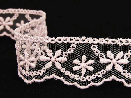 Koronka 2,5cm tiulowa pudrowy róż