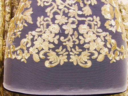 Koronka 140cm tiulowa haft złota