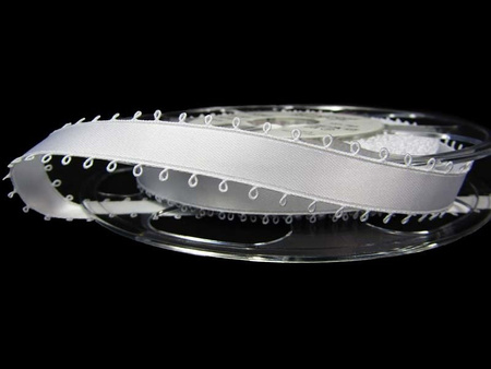 Wstążka 16mm atłas PICOT biała