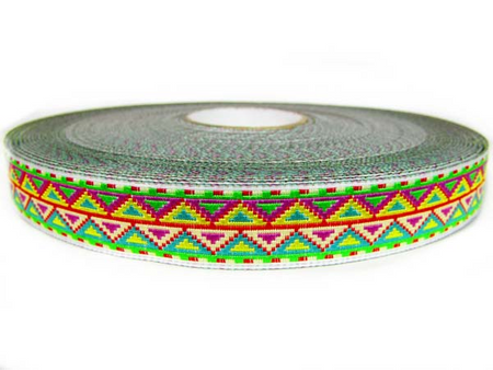 Taśma 16mm żakard Aztec neon zielona