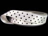 Wstążka 15mm atłas DOTS biała