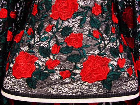 Koronka 140cm tiulowa RÓŻA czerwona