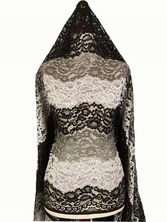 Koronka 140cm stabilna poliamid-bawełna czarna