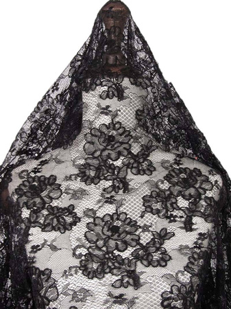 Koronka 140cm tiulowa podkład z koderem czarna