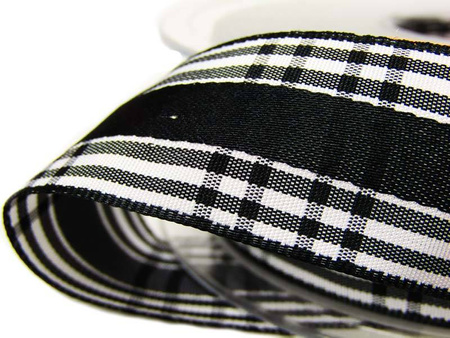 Wstążka 25mm kratka CANDY CHECK czarna
