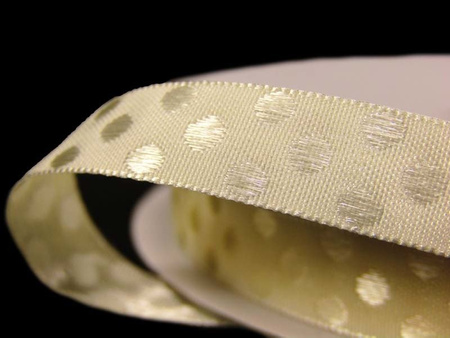 Wstążka 10mm tafta KROPKA ecru