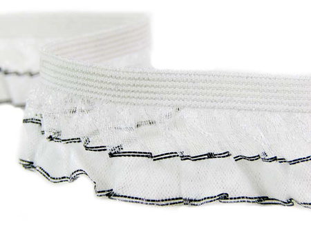 Falbanka 20mm elastyczna biało-czarna