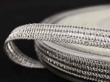 Taśma 0,7cm ozdobna popielato-srebrna