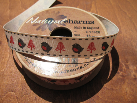Wstążka 15mm tafta BOBBIN ROBIN natural
