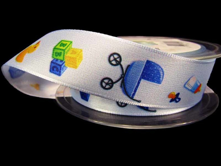 Wstążka 25mm tafta BAMBINI błękitna