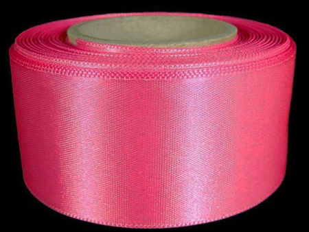 Wstążka 40mm atłas neon róż