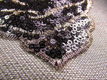 Tkanina 150cm tiulowa z cekinem czarna