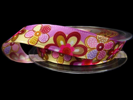 Wstążka 16mm tafta FLEURS wrzos