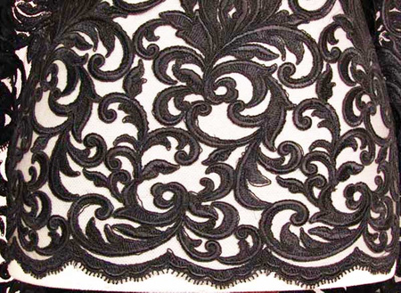 Koronka 135cm tiulowa haft czarna