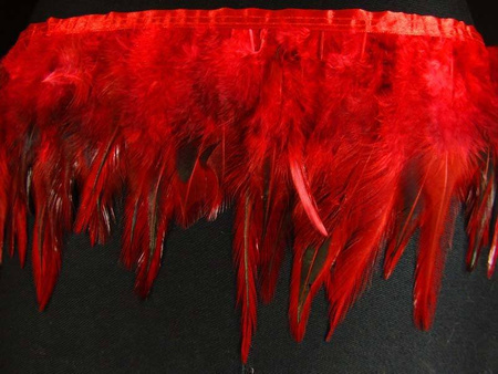 Taśma 12cm piórowa podpalana czerwień
