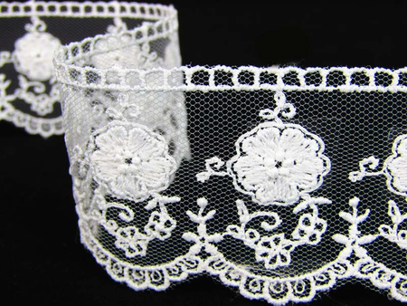 Koronka 4,5cm tiulowa biała