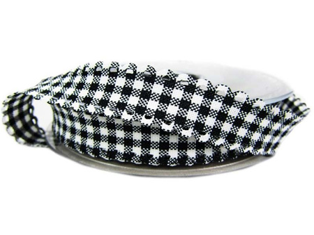 Wstążka 15mm poly WYCINANKA PEPITO czarna