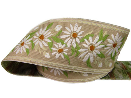 Taśma 50mm żakard KWIAT rdza