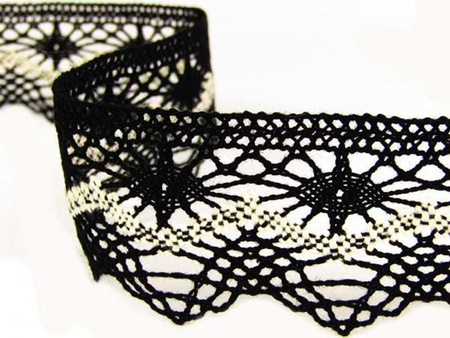 Koronka 5cm bawełniana czarno_biała