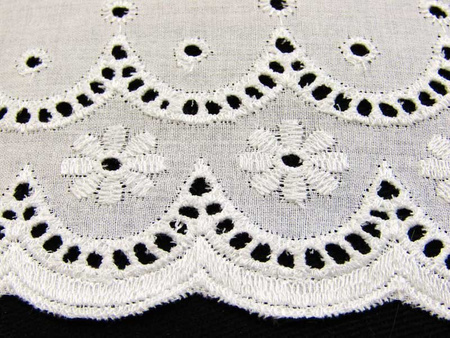 Koronka 135cm bawełniana haft angielski biała