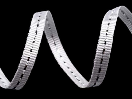 Taśma 0,5cm ryps stebnowana lurex biało_srebrna