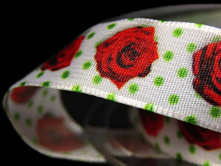 Wstążka 16mm tafta RÓŻA biała